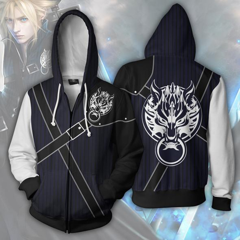Anime Merchandise Hoodie - Final Fantasy Hoodie Digital Print Open